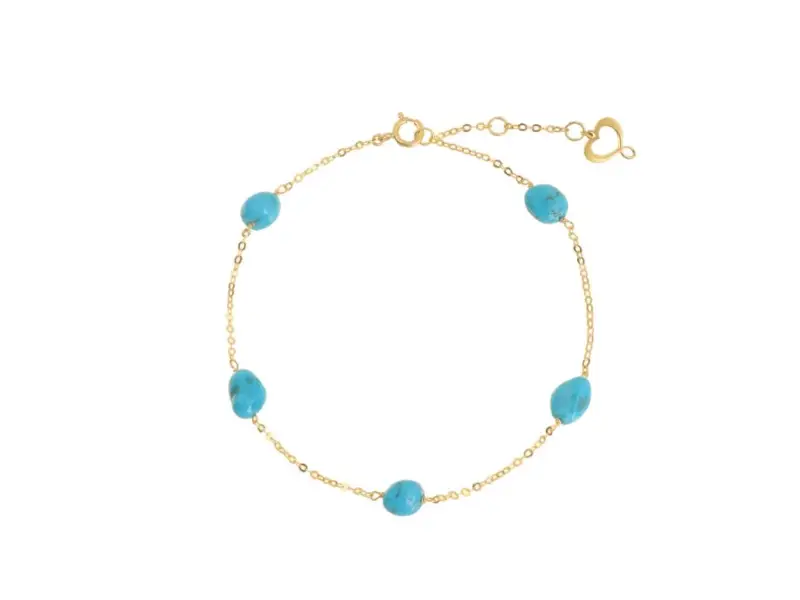 BRACCIALE IN ORO GIALLO 18KT CON PIETRE DI TURCHESE PIETRE PREZIOSE MAMAN ET SOPHIE BRPTATU4