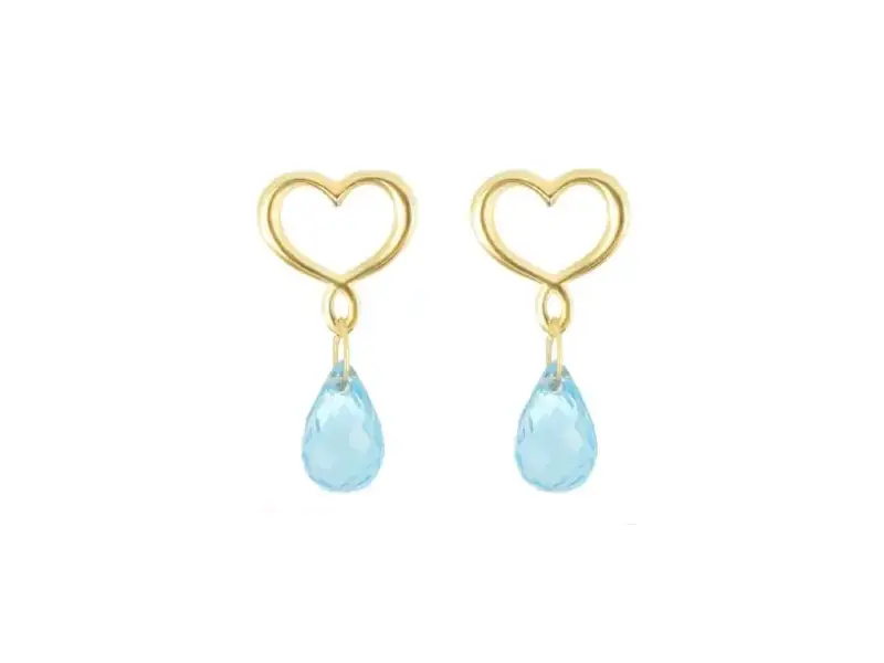 ORECCHINI IN ORO GIALLO CON GOCCE DI TOPAZIO AZZURRO GOCCE DI ENERGIA MAMAN ET SOPHIE ORDRP41TA