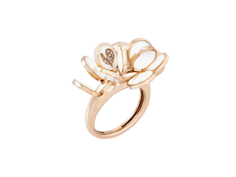 18KT ROSE GOLD RING WITH WHITE CATHEDRAL ENAMEL PAILLETTES CHANTECLER 44730