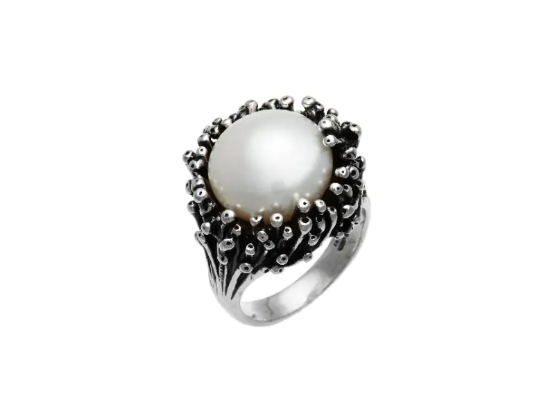 ANELLO IN ARGENTO E PERLA NATURALE ANEMONE GIOVANNI RASPINI 10563