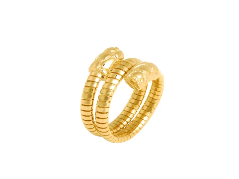 ANELLO TUBOGAS CROCO DOPPIO IN ARGENTO DORATO GIOVANNI RASPINI 12544
