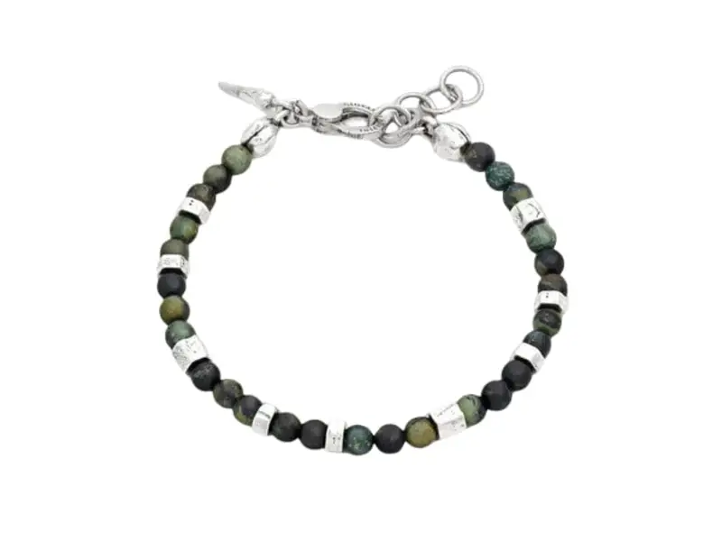 BRACCIALE UOMO ARGENTO DIASPRO VERDE TANGO GIOVANNI RASPINI 12575L