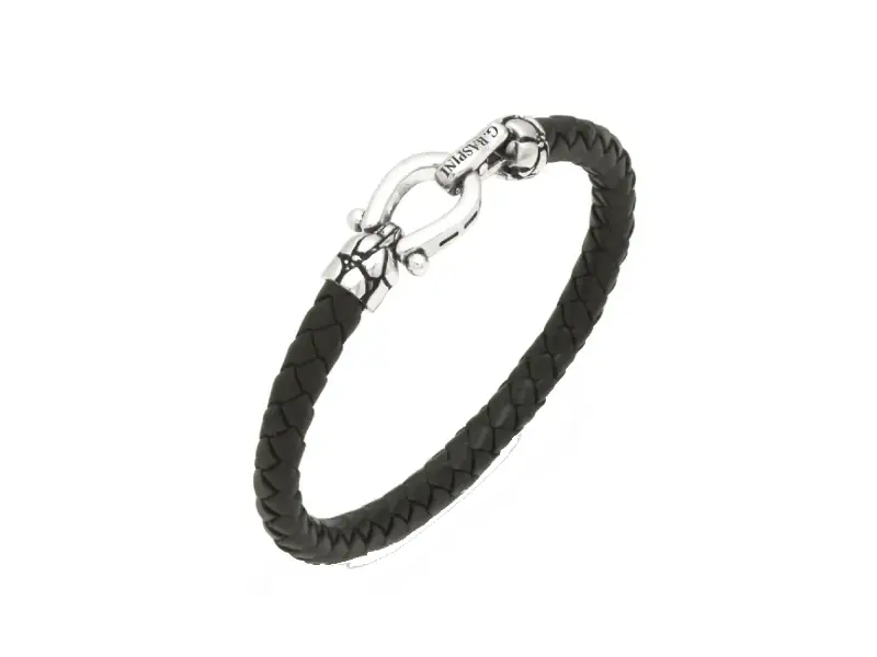 BRACCIALE IN ARGENTO E CUOIO CROCO GIOVANNI RASPINI 12568L
