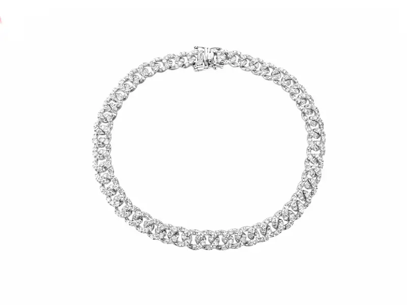 BRACCIALE IN ORO BIANCO MAGLIA GRUMETTE CON DIAMANTI AMIN LUXURY GRBM1PBRFULOB
