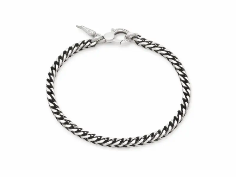 BRACCIALE ARGENTO UOMO MAGLIA GRUMETTA QUADRA GIOVANNI RASPINI 12582L