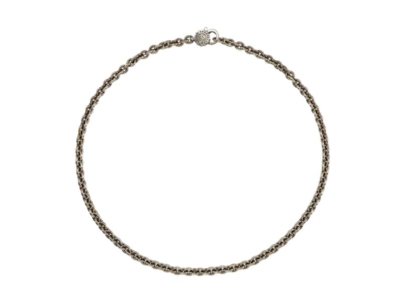 COLLANA ROLO’ IN ARGENTO BRUNITO CON LOGO ACCESSORI ET VOILA’ CHANTECLER 44695