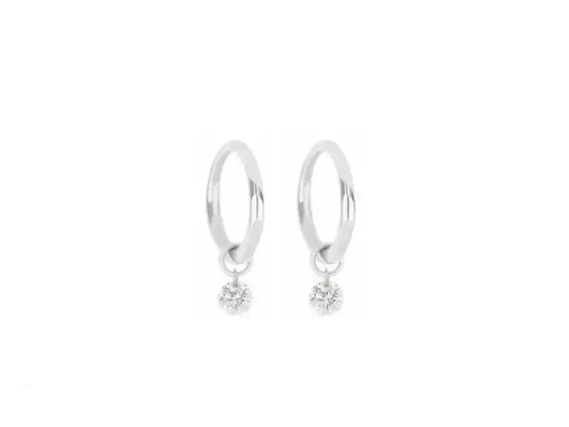 ORECCHINI A CERCHIO IN ORO BIANCO 18KT CON DIAMANTE PENDENTE DIAMANTE NUDO MAMAN ET SOPHIE ORPRCB03D5P