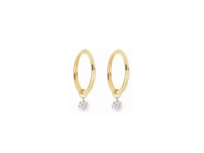 ORECCHINI A CERCHIO IN ORO GIALLO 18KT CON DIAMANTE PENDENTE DIAMANTE NUDO MAMAN ET SOPHIE ORPRCG04D5P