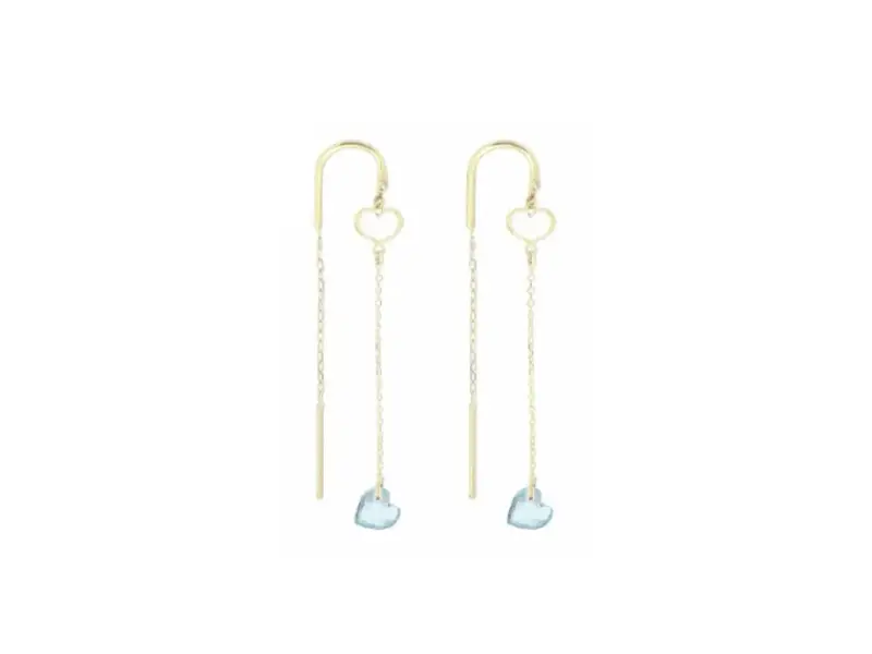 ORECCHINI PENDENTI IN ORO GIALLO CON CUORE IN TOPAZIO AZZURRO CUORE NUDO MAMAN ET SOPHIE ORCUNUTA