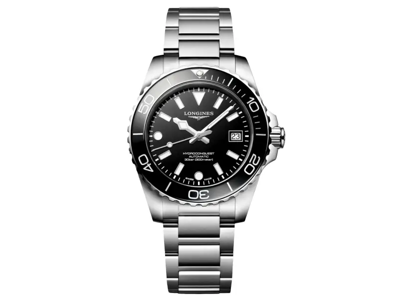 OROLOGIO AUTOMATICO ACCIAIO/ACCIAIO LUNETTA IN CERAMICA 39 MM HYDROCONQUEST LONGINES L3.779.4.56.6