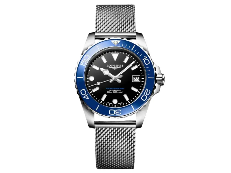 OROLOGIO AUTOMATICO ACCIAIO/ACCIAIO LUNETTA IN CERAMICA 39 MM HYDROCONQUEST LONGINES L3.779.4.90.6