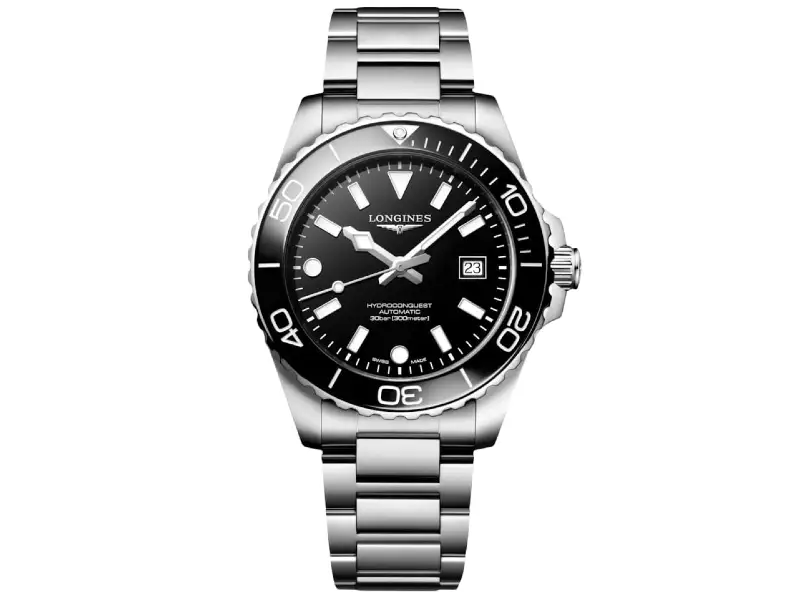 OROLOGIO AUTOMATICO ACCIAIO/ACCIAIO LUNETTA IN CERAMICA 42 MM HYDROCONQUEST LONGINES L3.788.4.56.6