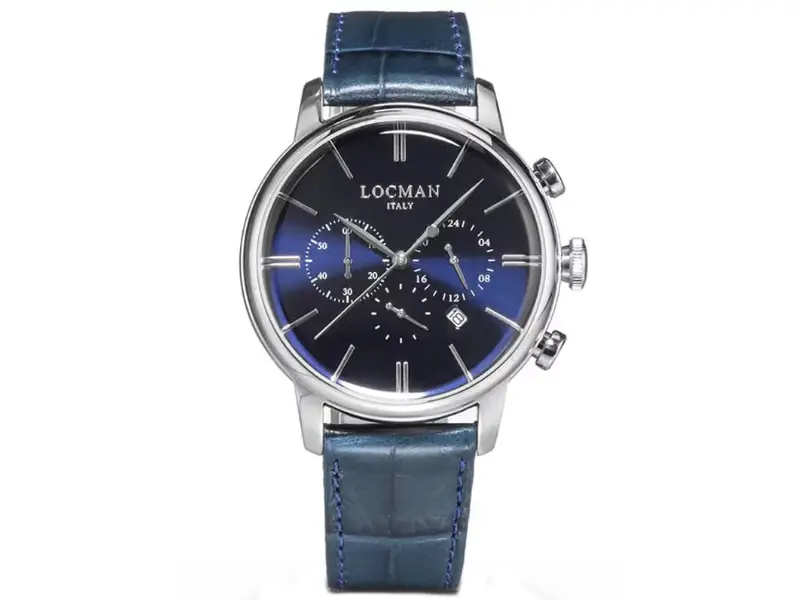 OROLOGIO UOMO QUARZO CRONOGRAFO ACCIAIO/PELLE 42 MM 1960 LOCMAN 0254A02A-00BLNKPB
