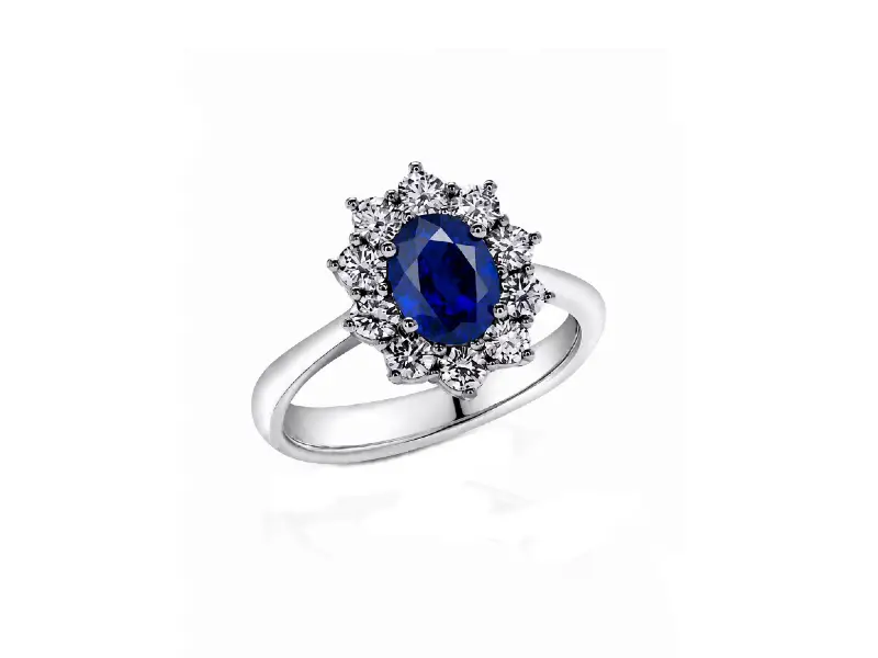 ANELLO IN ORO BIANCO CON ZAFFIRO 1.58 CT E DIAMANTI AMIN LUXURY SFAGRAZFOB