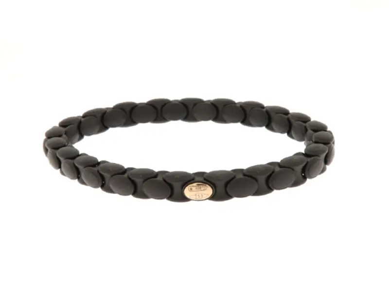 BRACCIALE ESTENSIBILE IN CERAMICA NERA OPACA CON UN ELEMENTO IN ORO ROSA ANACONDINO ROBERTO DEMEGLIO ANC4NS1ORU