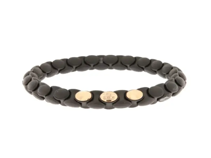 BRACCIALE ESTENSIBILE IN CERAMICA NERA OPACA CON TRE ELEMENTI IN ORO ROSA ANACONDINO ROBERTO DEMEGLIO ANC4NS3ORU