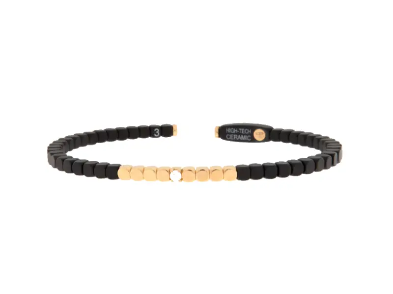 BLACK CERAMIC AND ROSE GOLD  BRACELET WITH DIAMOND DADO ROBERTO DEMEGLIO DD4CNR8DBS.3
