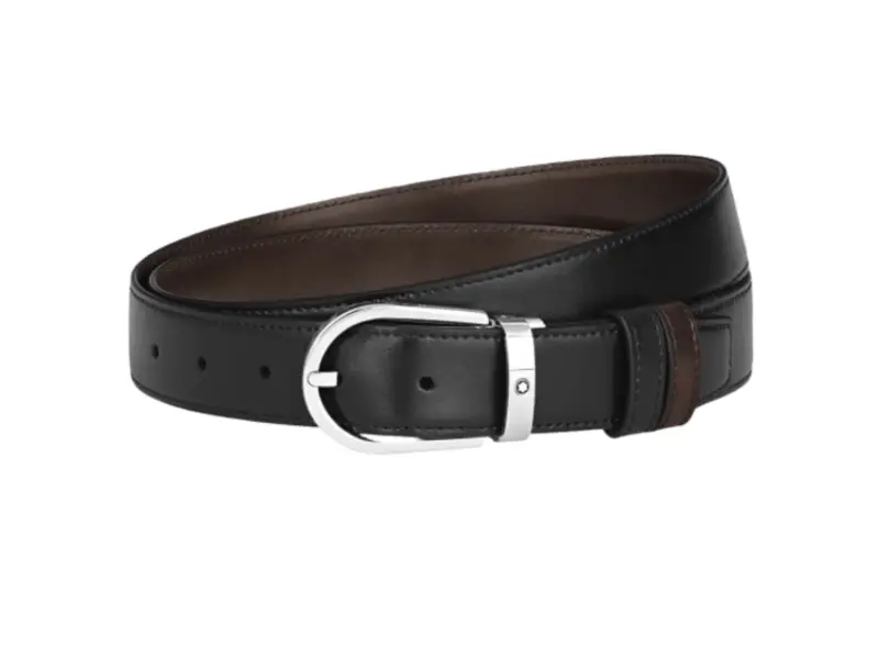 CINTURA REVERSIBILE IN PELLE NERA/EBANO CON FIBBIA A FERRO DI CAVALLO 30 MM MEISTERSTUCK MONTBLANC 222371