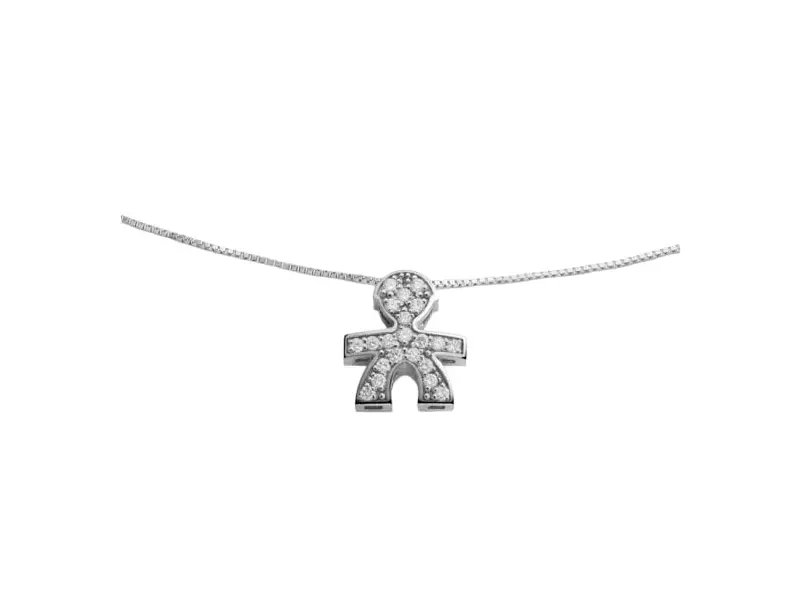 GIROCOLLO IN ORO BIANCO SAGOMA BIMBO CON DIAMANTI I TESORINI LE BEBE’ LBB950