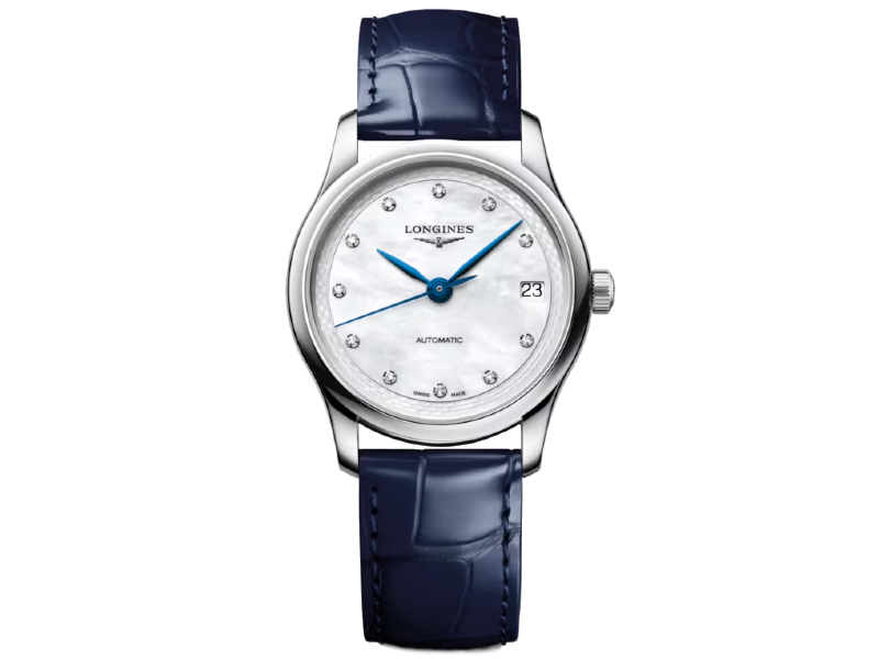 OROLOGIO DONNA AUTOMATICO ACCIAIO/PELLE CON DIAMANTI THE LONGINES MASTER COLLECTION L2.450.4.87.2