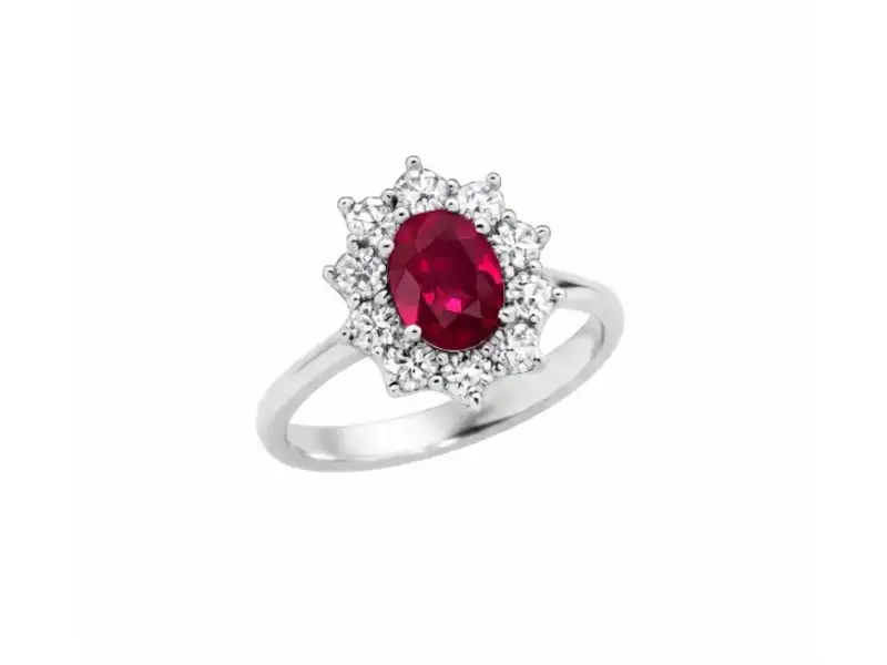 ANELLO IN ORO BIANCO CON RUBINO 1.80 CT E DIAMANTI AMIN LUXURY SFAGRARUOB