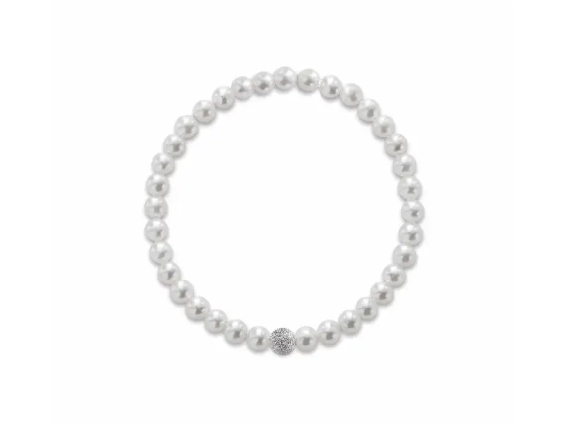 BRACCIALE ELASTICO CON PERLE COLTIVATE D’ACQUA DOLCE E UN ELEMENTO IN ORO BIANCO 18KT LE LUNE LLBRE
