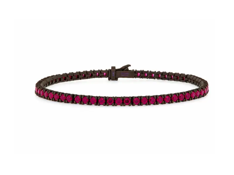 BRACCIALE TENNIS UOMO IN TITANIO E RUBINI ANTEO 24370RB