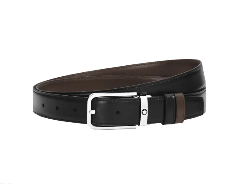 CINTURA REVERSIBILE IN PELLE NERA/EBANO CON FIBBIA RETTANGOLARE 30 MM MEISTERSTUCK MONTBLANC 223405