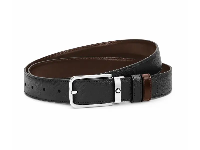 CINTURA REVERSIBILE IN PELLE NERA/EBANO CON FIBBIA RETTANGOLARE 30 MM SARTORIAL MONTBLANC 223413