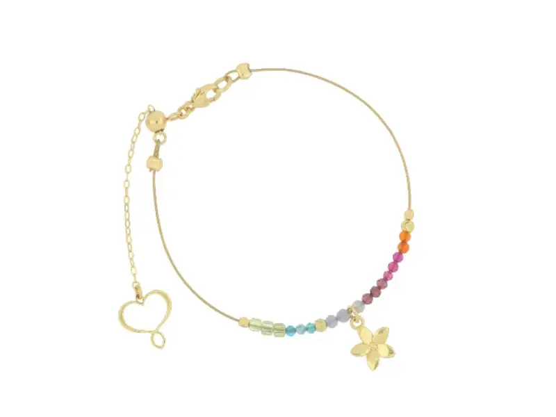 BRACCIALE IN ARGENTO GALVANICA ORO GIALLO E CAVETTO IN ACCIAIO BREZZA D’ESTATE FIORE MAMAN ET SOPHIE BPBREFI