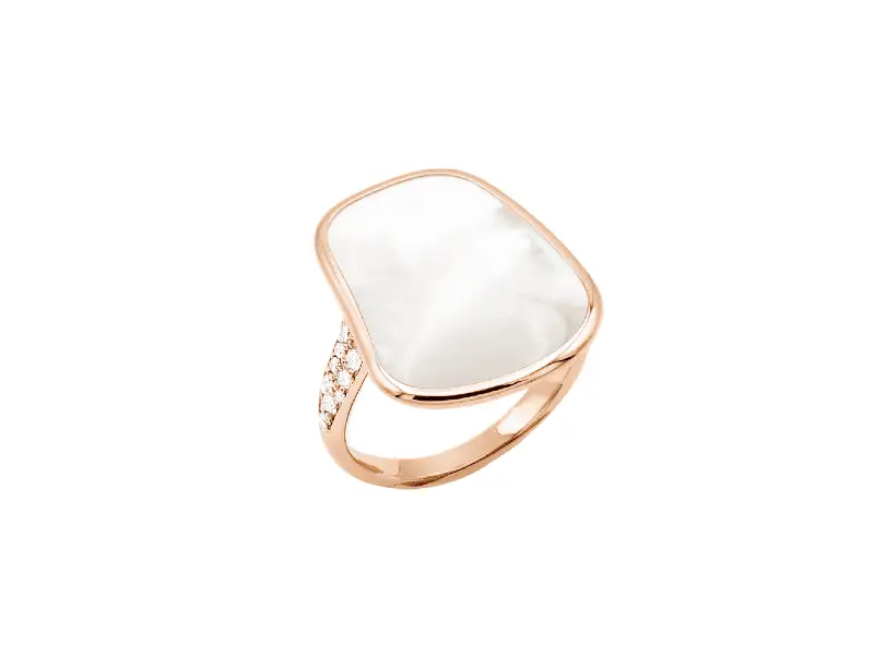ANELLO IN ORO ROSA E DIAMANTI CON MADREPERLA NATURALE PUZZLE SOLO MATTIOLI MAN054R022XW