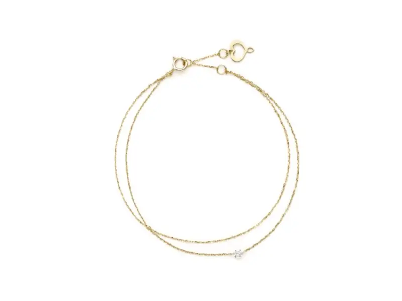 BRACCIALE IN ORO GIALLO 18KT CATENA DOPPIA CON DIAMANTE DIAMANTE COMETA MAMAN ET SOPHIE BRNUD07CT