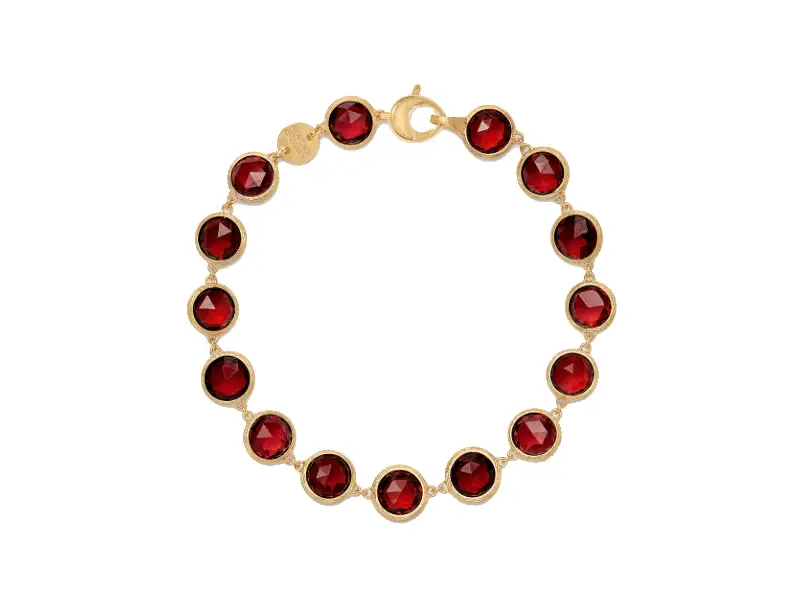 BRACCIALE MORBIDO IN ORO GIALLO 18KT CON GRANATI ROSSI JAIPUR COLOR MARCO BICEGO BB2975_RG01_Y_02