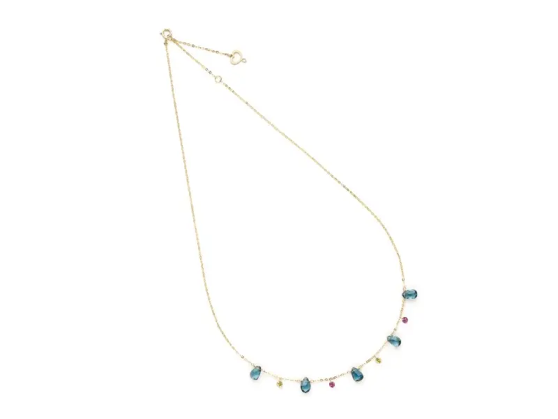 GIROCOLLO IN ORO GIALLO 18KT CON GOCCE DI TOPAZIO LONDON, PERIDOTO E RODOLITE GOCCE DI ENERGIA MAMAN ET SOPHIE GCDRP5TB2P2R