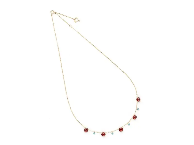 GIROCOLLO IN ORO GIALLO 18KT CON GOCCE GRANATO E TOPAZIO LONDON GOCCE DI ENERGIA MAMAN ET SOPHIE GCDRP5GR4TB