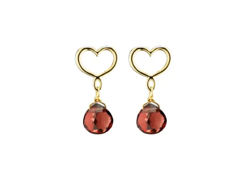 18KT YELLOW GOLD EARRINGS WITH GARNET DROPS MAMAN ET SOPHIE ORDRP41GR