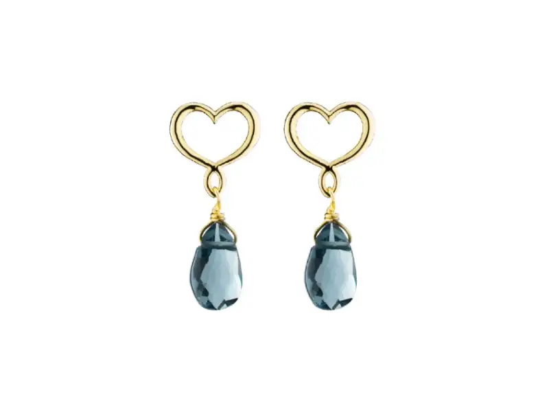18KT YELLOW GOLD EARRINGS WITH LONDON BLU TOPAZ DROPS MAMAN ET SOPHIE ORDRP41TB