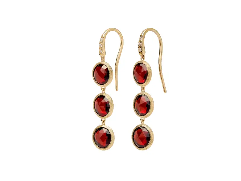 ORECCHINI PENDENTI IN ORO GIALLO 18KT CON GRANATI ROSSI JAIPUR COLOR MARCO BICEGO OB1965-AB_RG01_Y_02