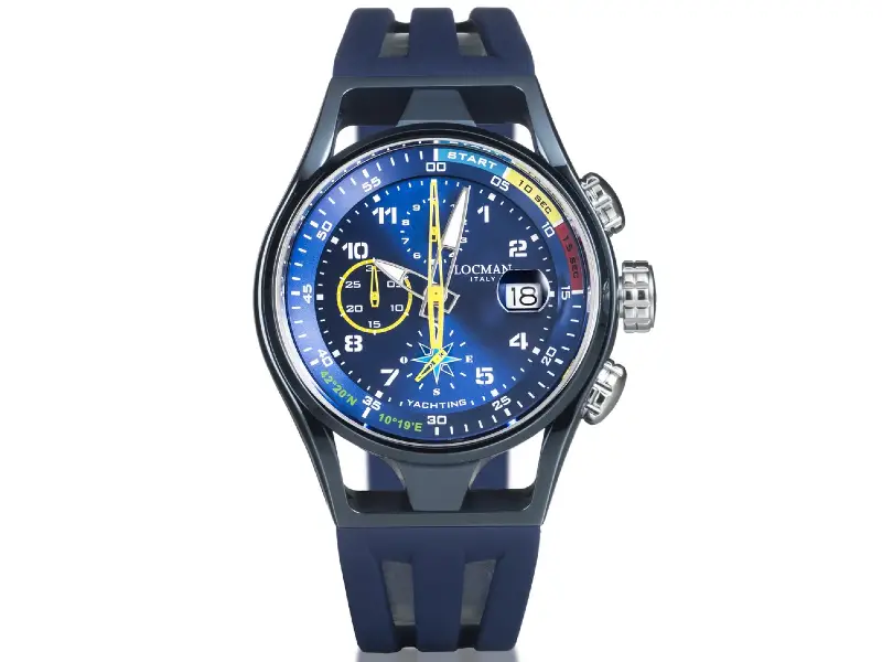 OROLOGIO UOMO ACCIAIO TITANIO PVD BLU SILICONE YACHTING CRONO MONTECRISTO 0539B02S-BLBLYLSB