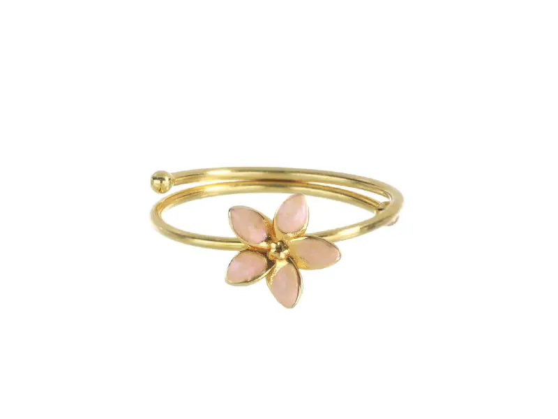 ANELLO FIORE ARGENTO GALVANICA ORO GIALLO CON SMALTO ROSA PERLATO SEGNI DI TE MAMAN ET SOPHIE ANVIAFIOP