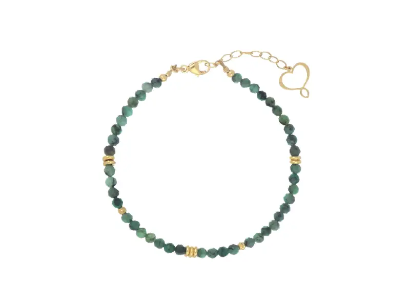 BRACCIALE ARGENTO GALVANICA ORO GIALLO CON SMERALDI PIETRE MAMAN ET SOPHIE BRISF3SM