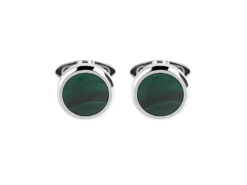 GEMELLI IN ACCIAIO CON INSERTO IN MALACHITE LITHOS MONTEGRAPPA IDLICLSM