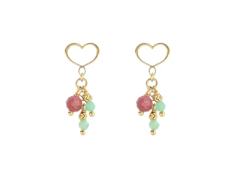 ORECCHINI IN ARGENTO GALVANICA ORO GIALLO CON TORMALINE ROSA E SMERALDI FRANGE MAMAN ET SOPHIE ORFRA4TOSM