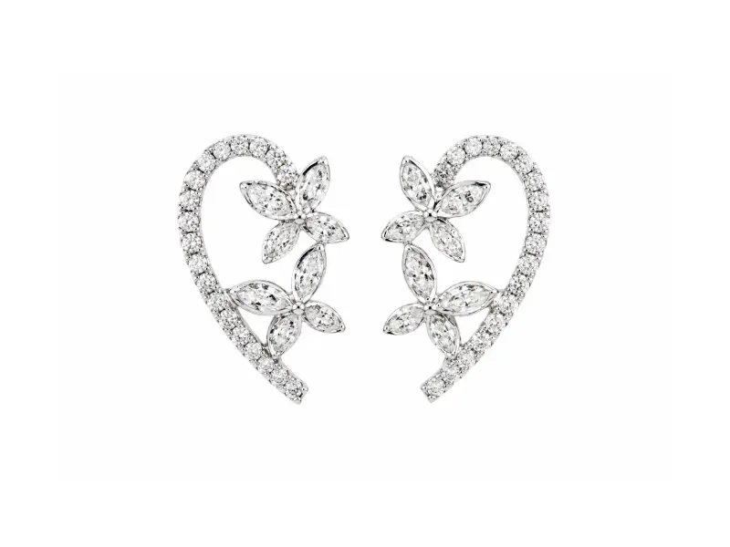 ORECCHINI FIORI IN ORO BIANCO 18KT E DIAMANTI JUNIOR B OR2FOBB