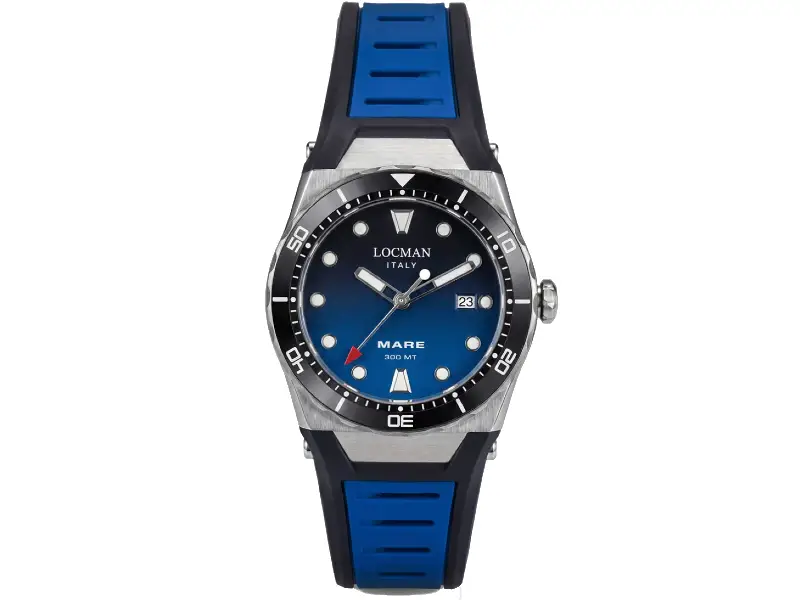 OROLOGIO UOMO ACCIAIO SILICONE MARE 300MT LOCMAN 0563A24A-00KBNKSB